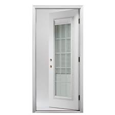 Mmi Door 36 In X 80 In Internal Blinds Grilles Right Hand Inswing Full Lite Clear Primed Fiberglass Smooth Prehung Front Door
