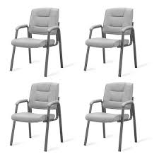 Guest Chair Set Of 4 Fabric Gray