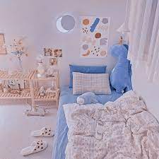 Soft Pastel Blue Cream Room Aesthetic