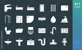 Sanitary Ware Solid Icon Set Set Of