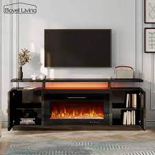 Boyel Living 70 Inch Fireplace Tv Console W 36 Inch Electric Fireplace Modern Media Console Storage Cabinet Fireplace Tv Stand For Tvs Up To 80 Inch