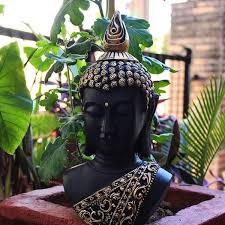 Meditating Buddha Head Sculpture