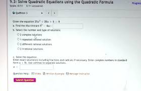 Solved 9 3 Solve Quadratic Equations