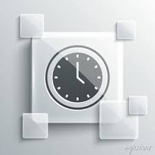 Grey Clock Icon Isolated On Grey