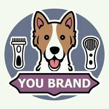 Dog Head With Grooming Tools For Logo