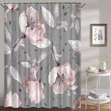 Flower Fabric Bathroom Curtains Set