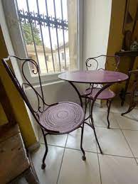 Mauve Wrought Iron Garden Table And