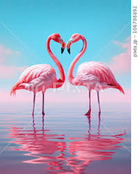 Two Pink Flamingos Standing In The