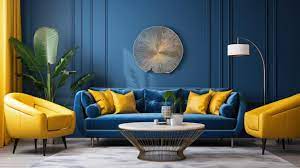 Blue Sofa And Yellow Armchair Art Deco