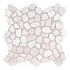 12 X 12 Natural Stone Pebbles Rocks Mosaic Tile Msi Color White Oak