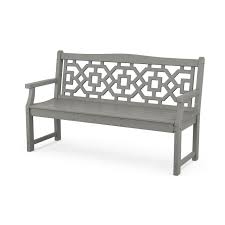 Polywood Chinoiserie 60 Garden Bench In Slate Grey