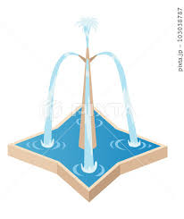 Isometric Fountain Icon For Outdoor