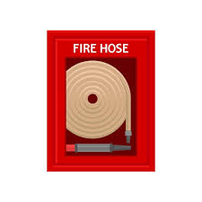 Emergency Fire Hose Inside Red Metal