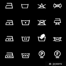 Shower Curtain Washing Icons Set