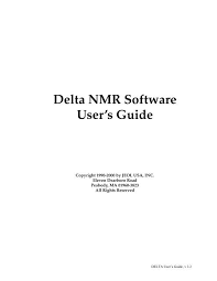 Delta Nmr User S Guide