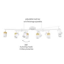 3 5 Ft Matte White And Faux Wood Hard Wired Ceiling Mounted Track Lighting Kit With Step Heads