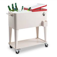 Winado 80 Qt Food Beverage Hard Side Patio Cooler Milky White Box And Red Lid