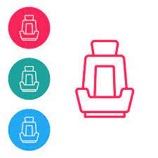 Red Line Car Seat Icon Isolated On