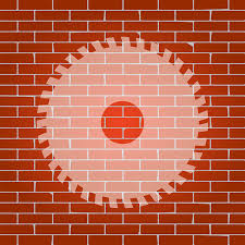 Saw Sign Vector Whitish Icon On Brick