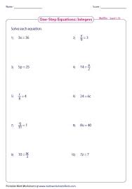 One Step Equations Solving Equations