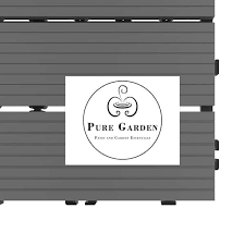 Pure Garden 12 In X 12 In Outdoor Interlocking Slat Polypropylene Patio And Deck Tile Flooring In Dark Gray Set Of 6
