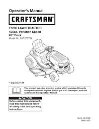 Maintenance Manual Craftsman T1200
