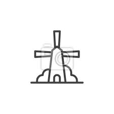 Windmill Line Icon Outline Vector Sign