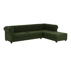Corner Sofa Velvet Dark Olive Green