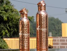 Hammered Copper Water Bottles Set Of 2