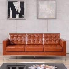 Carnegy Avenue 80 In Cognac Faux Leather 3 Seater Bridgewater Sofa With Removable Cushions Cga Zb 190860 Co Hd