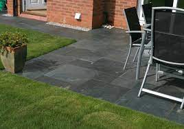 Black Slate Tiles Patio Garden Design