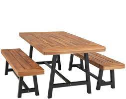 Outdoor Table Bench Set Wooden Patio