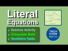 Literal Equations Algebra 1 Term 5