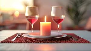 Romantic Table Setting With Candle Flat
