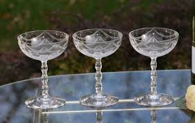 Vintage Etched Crystal Cocktail Glasses