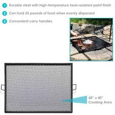 Sunnydaze X Marks Square Fire Pit Cooking Grill Steel Grate 40 Inch