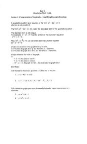 Units Quadratics Study Guide Section 1