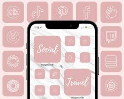 Pink Ios 16 Iphone App Icons Minimal