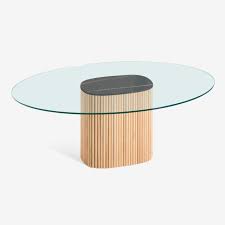 Oval Millerighe Table With Glass Top