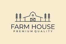 Farmhouse Line Art Logo Design Vector