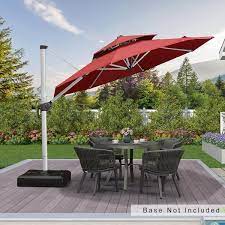 10 Ft Octagon Aluminum Patio Cantilever Umbrella For Garden Deck Backyard Pool In Terra With Beige Cover