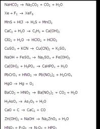 Write Any 25 Skeleton Chemical Equation