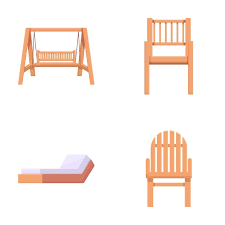 Garden Furniture Icons Set Cartoon