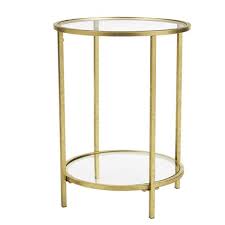 Home Decorators Collection Bella Round Gold Leaf Metal And Glass Accent Table 18 In W X 24 In H
