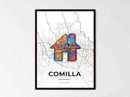 Comilla Desh Minimal Art Map With