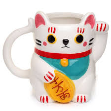 White Maneki Neko Lucky Cat Ceramic