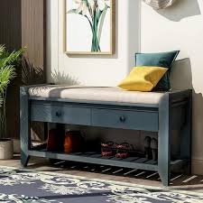 Entryway Blue Storage Bench