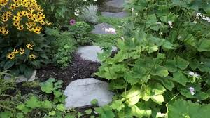 Stepping Stones In A Garden Stock