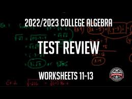College Algebra Test Review Worksheets