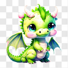 Cute Green Dragon With Wings